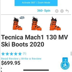 2020 Tecnica  Race ski boot, Mach 1,  flex index 130, low volume,   305 mm.